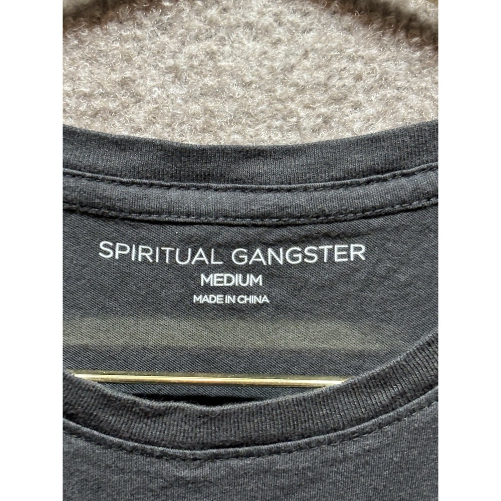 Spiritual Gangster Tank Top Women's Medium Gray Moon Child Ahimsa Peace Love EUC - Picture 3 of 4